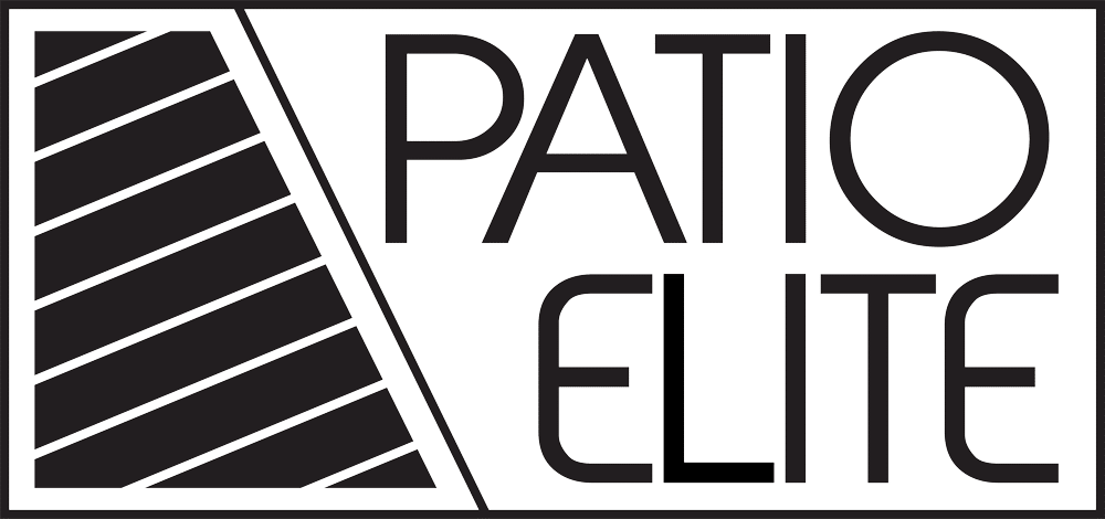 Logo Patio Elite écriture grise sur fond blanc